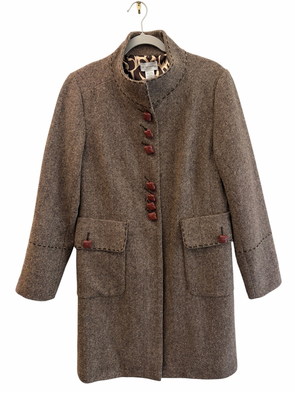 Soft Surroundings Heritage Literary Chic 46% Wool Brown Longline Coat Medium